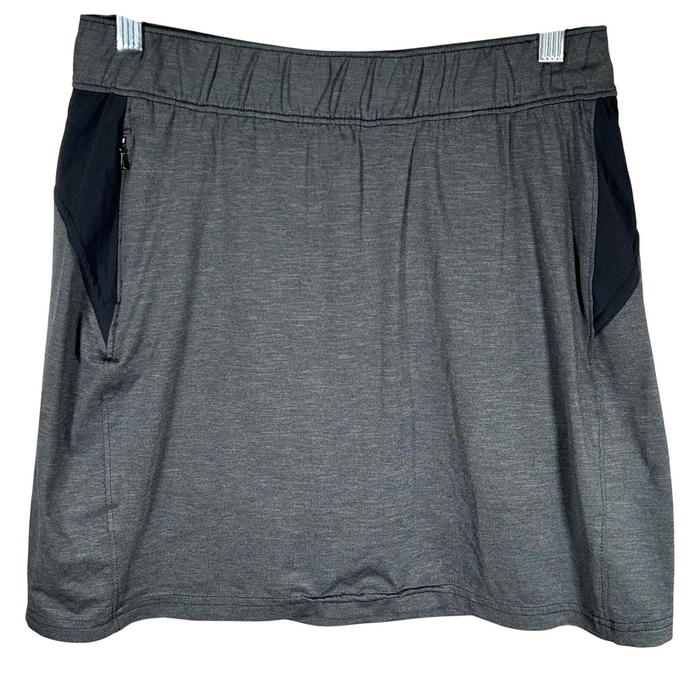 Columbia Womens Heather Grey Black Active Hiking Skort Size M Zipper Pocket